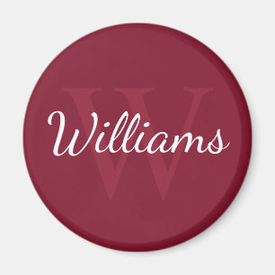 Gepersonaliseerd monogram en naam Burgundy Red Magneet