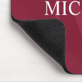 Gepersonaliseerd monogram en naam Burgundy Red Muismat (Hoek)