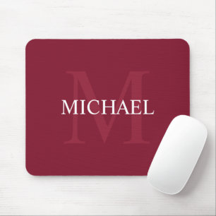 Gepersonaliseerd monogram en naam Burgundy Red Muismat