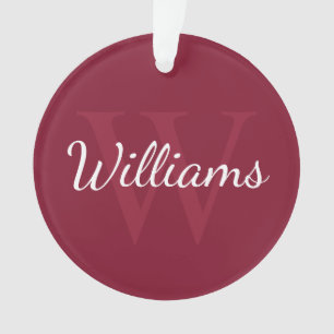 Gepersonaliseerd monogram en naam Burgundy Red Ornament