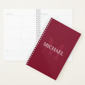 Gepersonaliseerd monogram en naam Burgundy Red Planner (Display)