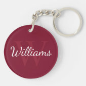 Gepersonaliseerd monogram en naam Burgundy Red Sleutelhanger (Achterkant)