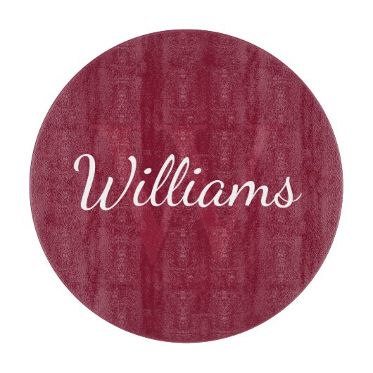 Gepersonaliseerd monogram en naam Burgundy Red Snijplank (Voorkant)
