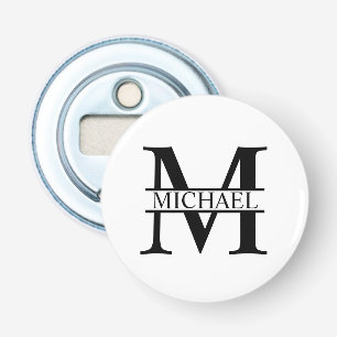 Gepersonaliseerd monogram en naam button flesopener