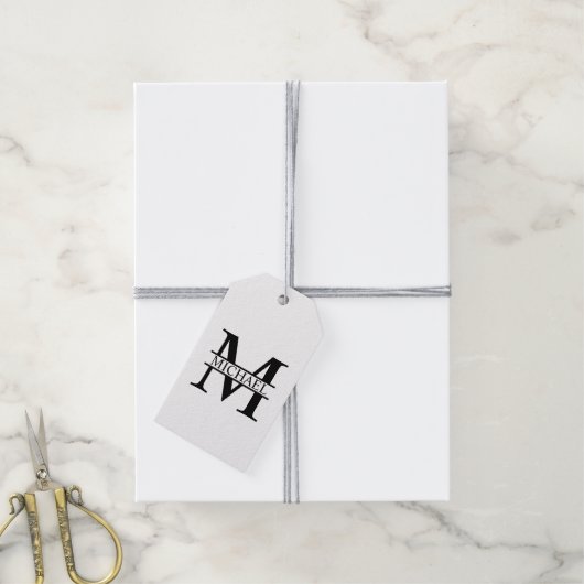 Gepersonaliseerd monogram en naam cadeaulabel (Met Touw)