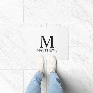 Gepersonaliseerd monogram en naam deurmat