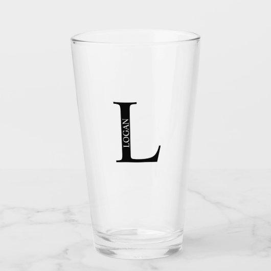 Gepersonaliseerd monogram en naam glas (Voorkant)