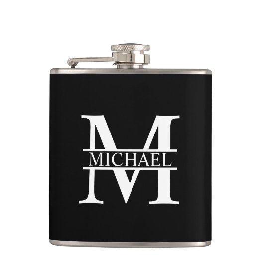 Gepersonaliseerd monogram en naam heupfles (Voorkant)