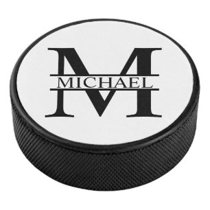 Gepersonaliseerd monogram en naam hockey puck