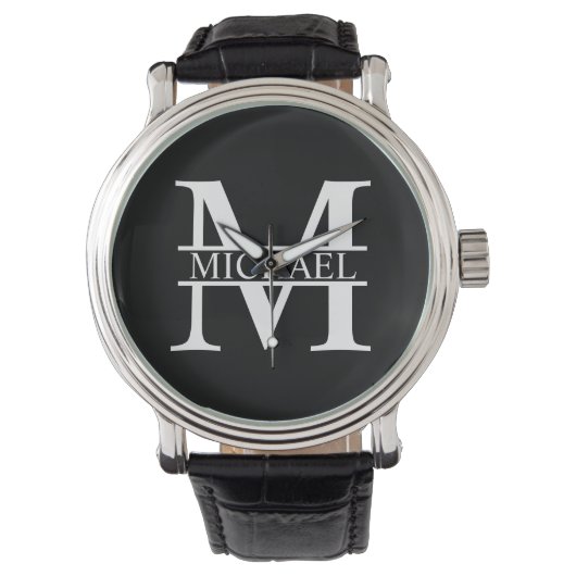 Gepersonaliseerd monogram en naam horloge (Voorkant)