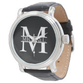 Gepersonaliseerd monogram en naam horloge (Gekanteld)