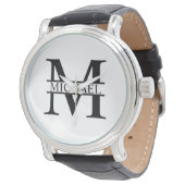 Gepersonaliseerd monogram en naam horloge (Gekanteld)