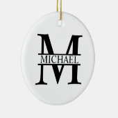 Gepersonaliseerd monogram en naam keramisch ornament (Rechts)