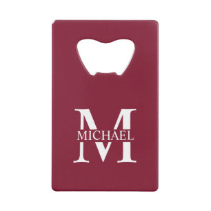 Gepersonaliseerd monogram en naam kredietkaart flessenopener