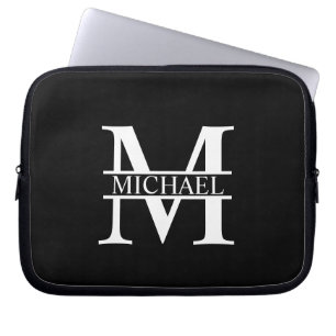 Gepersonaliseerd monogram en naam laptop sleeve