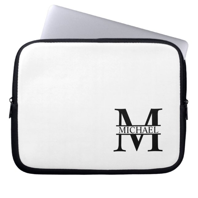 Gepersonaliseerd monogram en naam laptop sleeve (Voorkant)