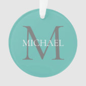 Gepersonaliseerd Monogram en Naam Licht Blauwgroen Ornament (voorkant)