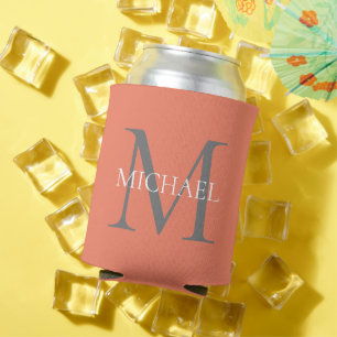 Gepersonaliseerd Monogram en Naam Lichtroze Blikjeskoeler