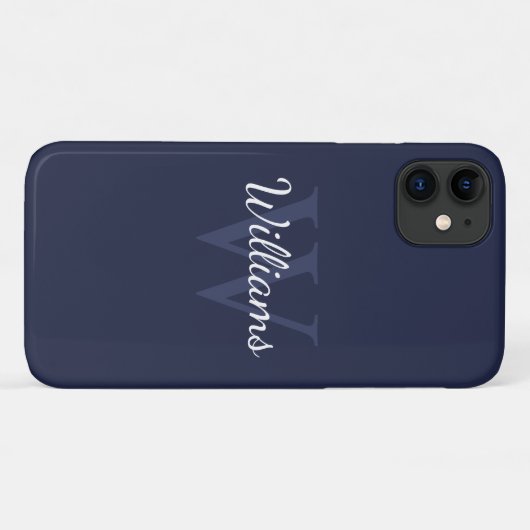 Gepersonaliseerd monogram en naam marineblauw Case-Mate iPhone case (Achterkant (horizontaal))
