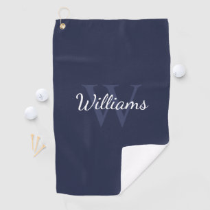 Gepersonaliseerd monogram en naam marineblauw golfhanddoek