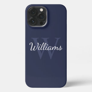 Gepersonaliseerd monogram en naam marineblauw iPhone 13 pro max hoesje