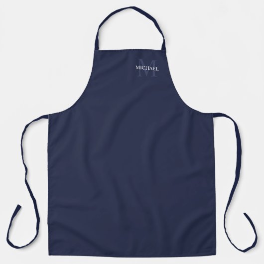 Gepersonaliseerd monogram en naam marineblauw schort (Voorkant)