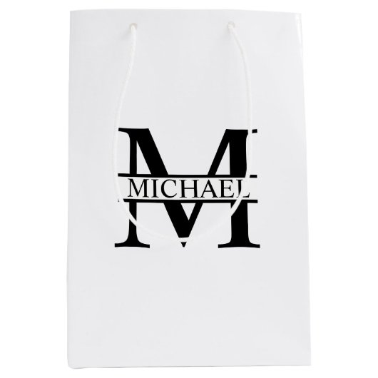 Gepersonaliseerd monogram en naam medium cadeauzakje (Voorkant)