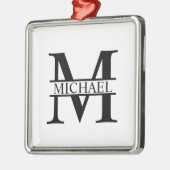 Gepersonaliseerd monogram en naam metalen ornament (Links)