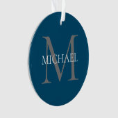 Gepersonaliseerd Monogram en Naam Ocean Blue Ornament (voorkant)