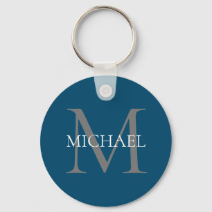 Gepersonaliseerd Monogram en Naam Ocean Blue Sleutelhanger
