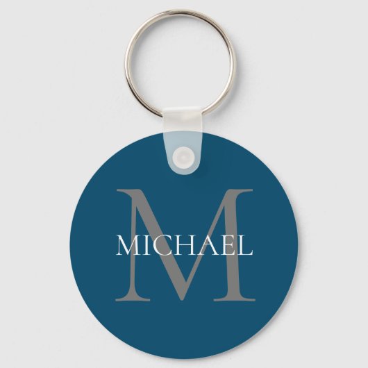 Gepersonaliseerd Monogram en Naam Ocean Blue Sleutelhanger (Voorkant)