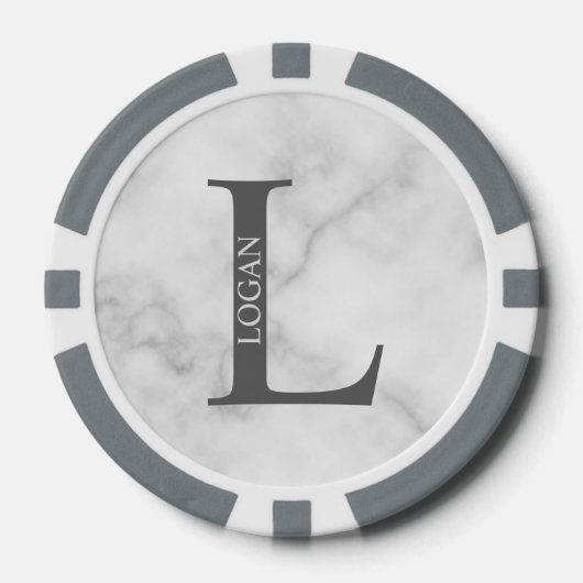 Gepersonaliseerd monogram en naam poker chips (Voorkant)