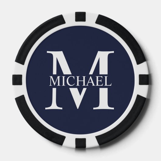 Gepersonaliseerd monogram en naam poker chips (Voorkant)