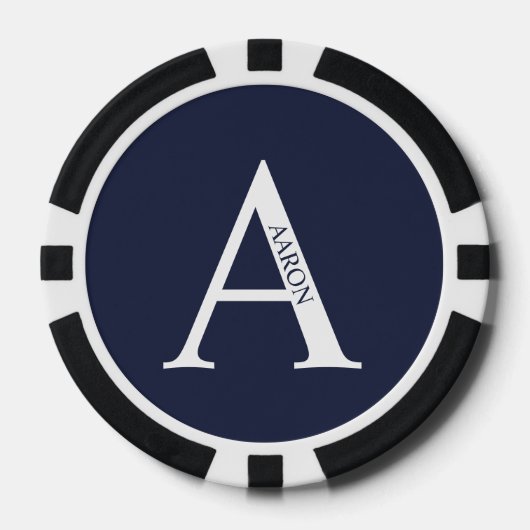 Gepersonaliseerd monogram en naam poker chips (Voorkant)