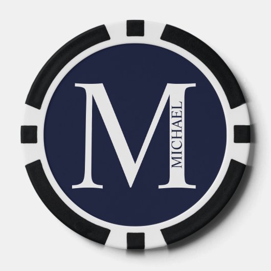 Gepersonaliseerd monogram en naam poker chips (Voorkant)