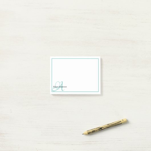 Gepersonaliseerd Monogram en naam Post-it® Notes (Op bureau)