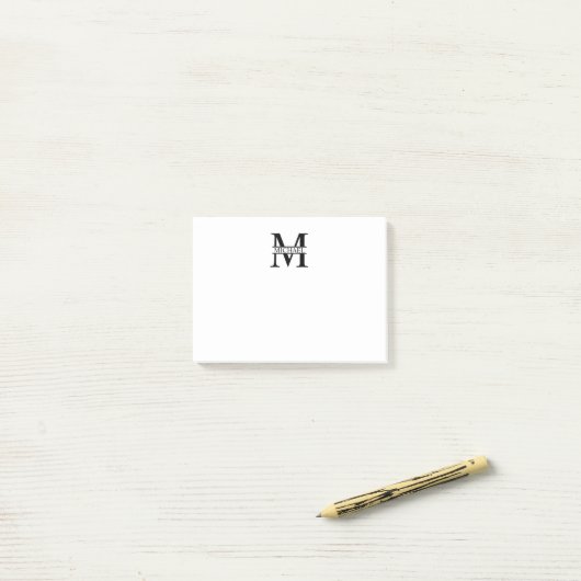 Gepersonaliseerd monogram en naam post-it® notes (Op bureau)