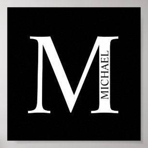Gepersonaliseerd monogram en naam Poster