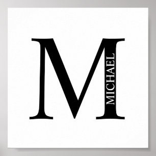 Gepersonaliseerd monogram en naam Poster
