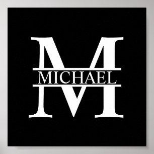 Gepersonaliseerd monogram en naam poster