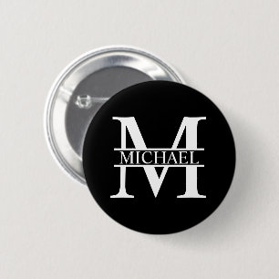 Gepersonaliseerd monogram en naam ronde button 5,7 cm