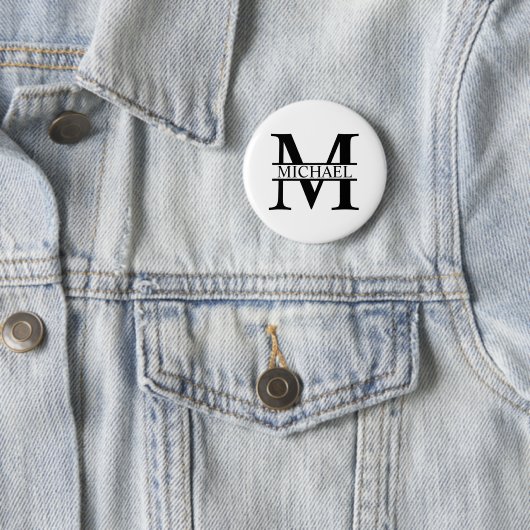 Gepersonaliseerd monogram en naam ronde button 5,7 cm (In situ)