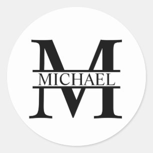 Gepersonaliseerd monogram en naam ronde sticker