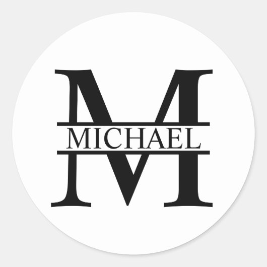 Gepersonaliseerd monogram en naam ronde sticker (Voorkant)