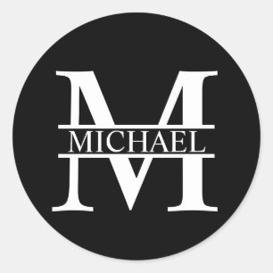 Gepersonaliseerd monogram en naam ronde sticker