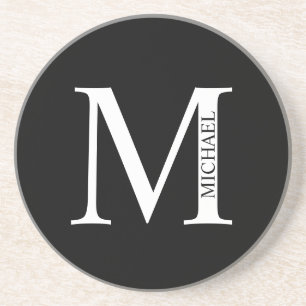 Gepersonaliseerd monogram en naam Sandstone-Onderz Zandsteen Onderzetter