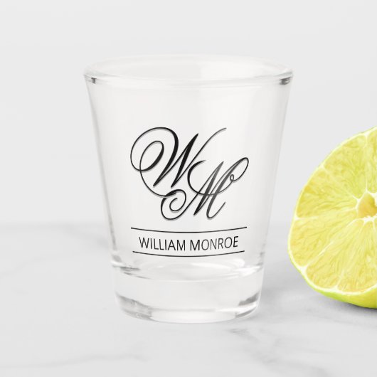 Gepersonaliseerd monogram en naam shot glas (Voorkant)