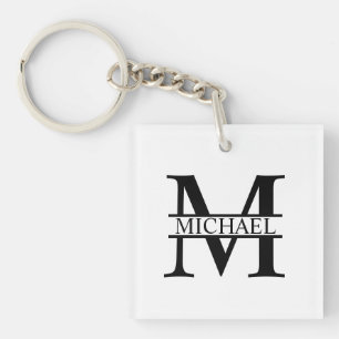 Gepersonaliseerd monogram en naam sleutelhanger