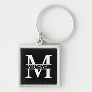 Gepersonaliseerd monogram en naam sleutelhanger