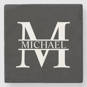 Gepersonaliseerd monogram en naam stenen onderzetter